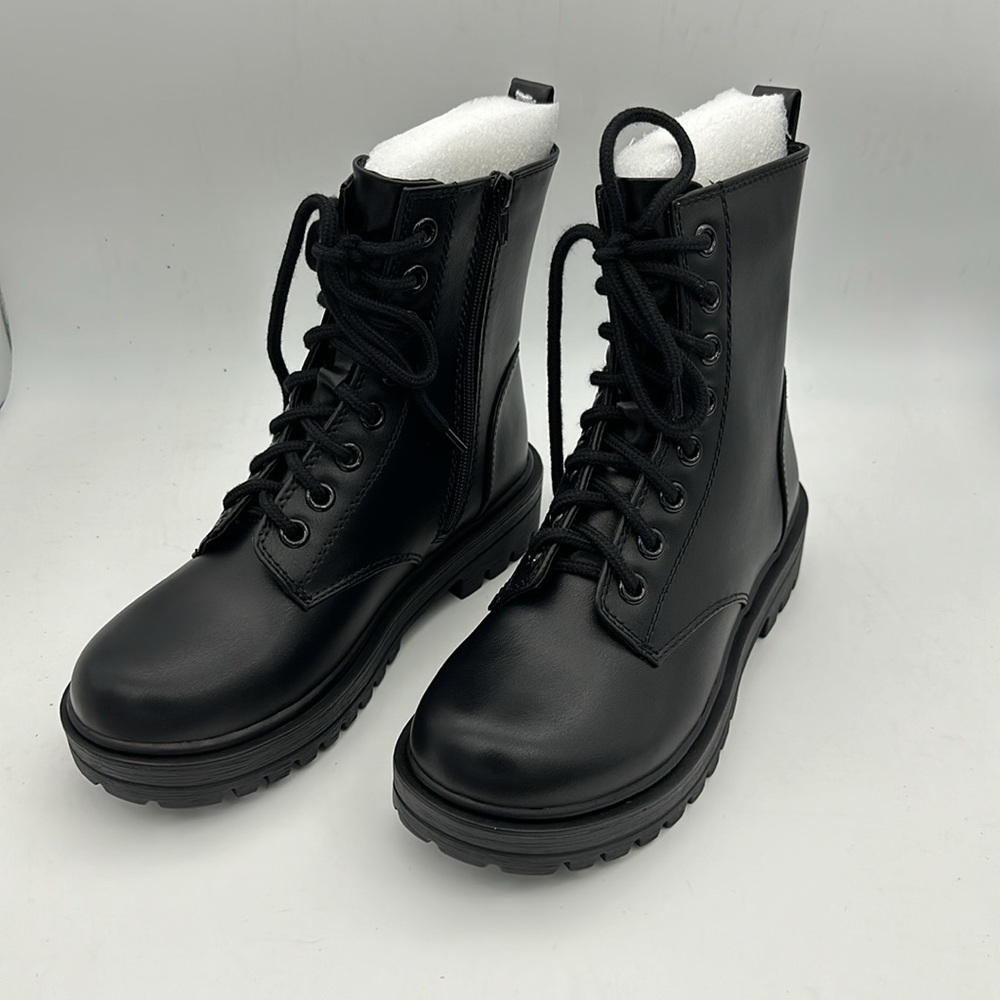 Lug Sole Combat Ankle Bootie Lace up w/Side Zipper Size 8